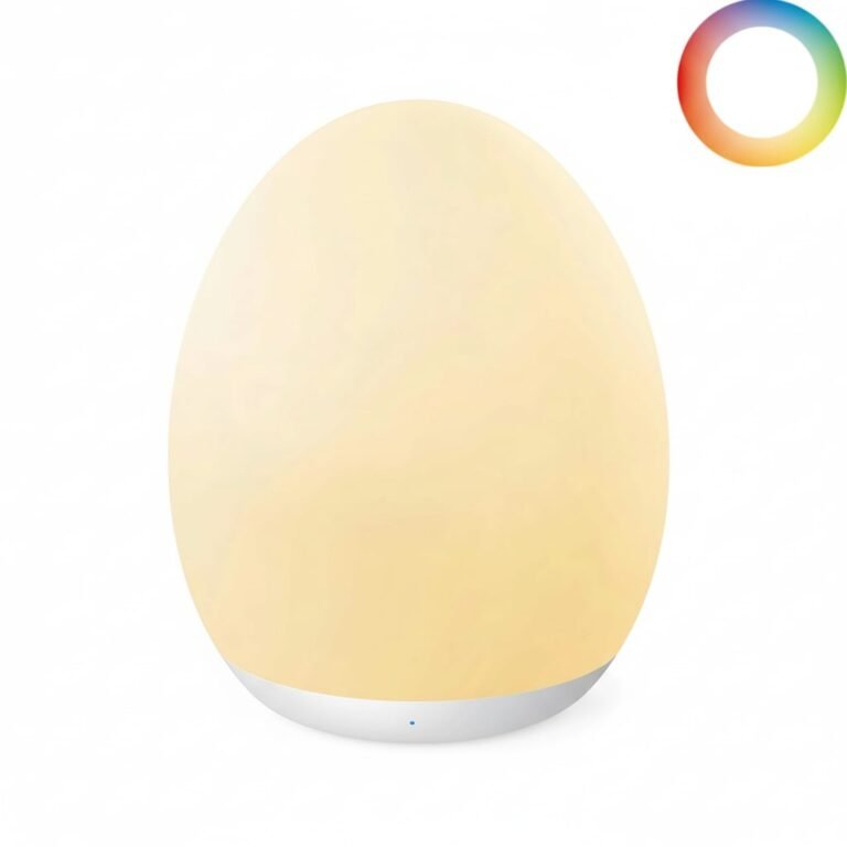 JolyWell Night Light for Kids, Baby Night Light with 7 Colors Changing Mode & Stepless Dimming, Nursery Night Light BPA Free,Rechargeable Egg Night Light for Breastfeeding 1h Timer & Touch Control