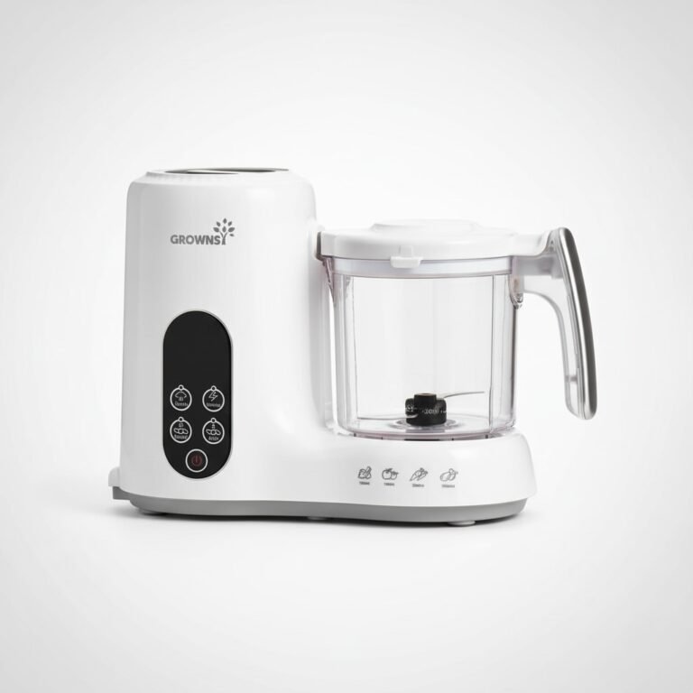 Grownsy Baby Food Maker with Steam Basket, One Step Baby Food Processor Steamer Puree Blender Grinder Mills Machine, Auto Cooking Grinding and Sterili-zing for Healthy Homemade Baby Food, BPA-Free