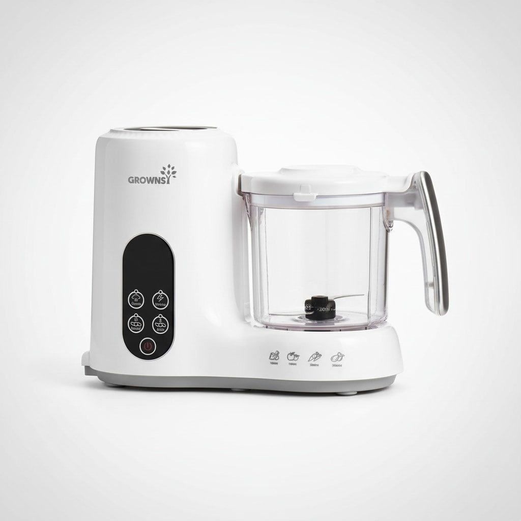 Grownsy Baby Food Maker with Steam Basket, One Step Baby Food Processor Steamer Puree Blender Grinder Mills Machine, Auto Cooking Grinding and Sterili-zing for Healthy Homemade Baby Food, BPA-Free